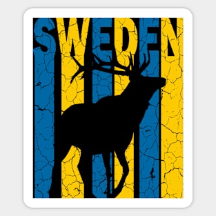 Sweden Flag - Reindeer Retro Sticker